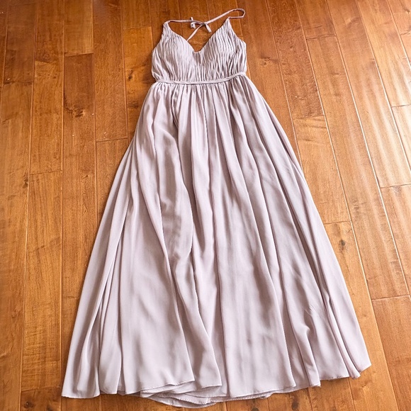 Azazie Vintage Mauve A-Line Double Split V-Neck Maxi Dress Size 8 - Picture 2 of 11